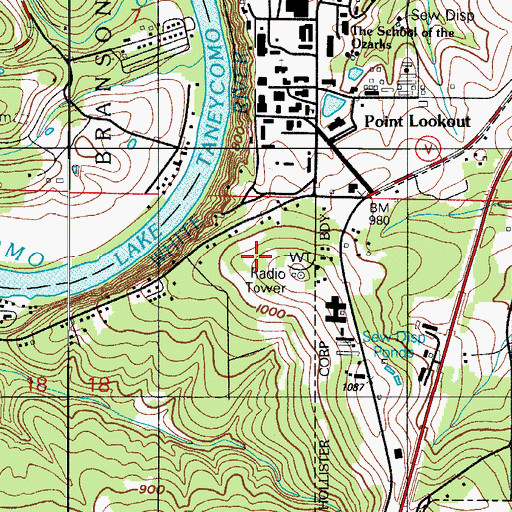 Topographic Map of KSOZ-FM (Point Lookout), MO