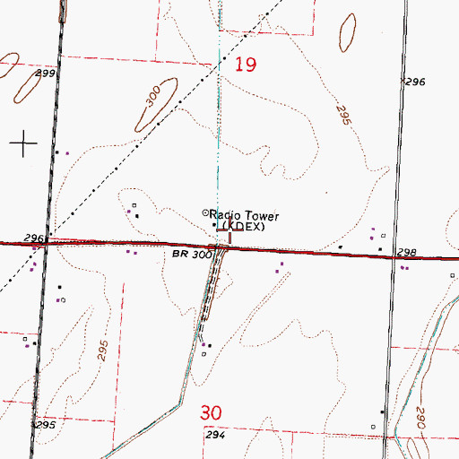 Topographic Map of KDEX-FM (Dexter), MO