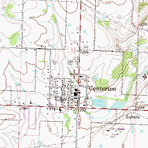 Topographic Map of Centerton Cemetery, AR