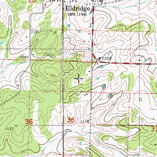 Topographic Map of KIRK-FM (Lebanon), MO