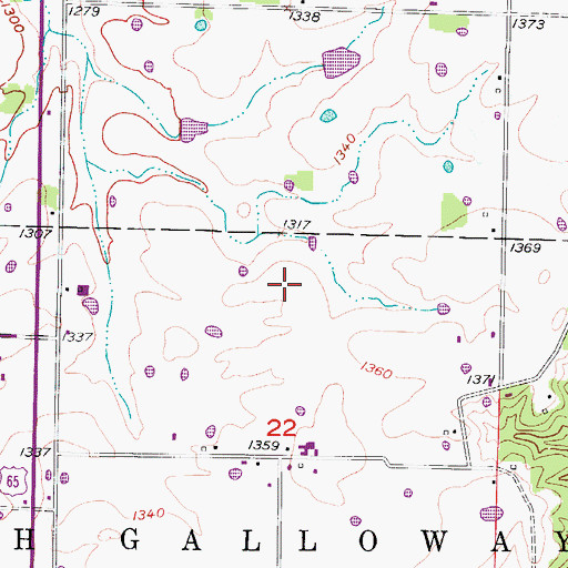 Topographic Map of KWTO-AM (Springfield), MO