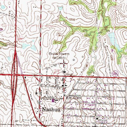 Topographic Map of KCMO-AM (Kansas City), MO