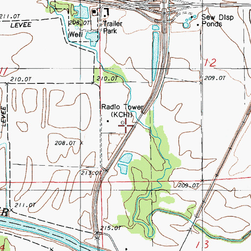 Topographic Map of KCHI-AM (Chillicothe), MO