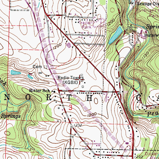 Topographic Map of KTTS-AM (Springfield), MO