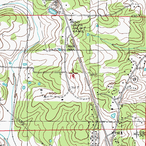 Topographic Map of KALM-AM (Thayer), MO