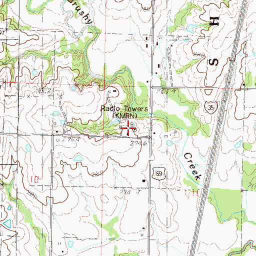 Topographic Map of KMRN-AM (Cameron), MO