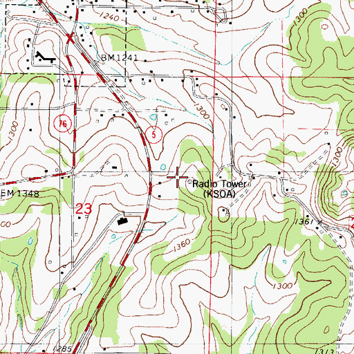 Topographic Map of KKOZ-AM (Ava), MO
