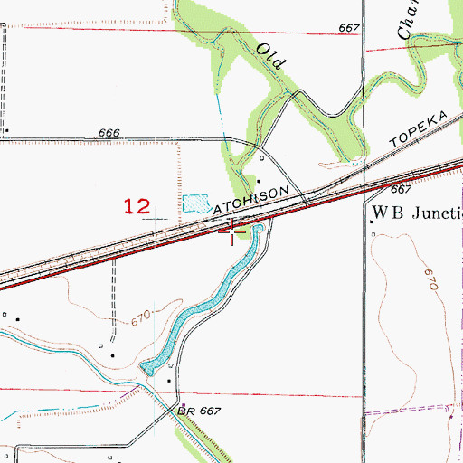 Topographic Map of KAOL-AM (Carrollton), MO