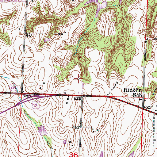 Topographic Map of KLEX-AM (Lexington), MO