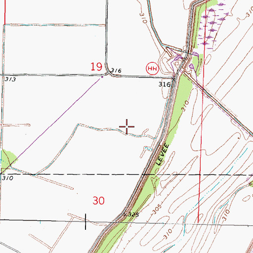 Topographic Map of Hoen Slough (historical), MO