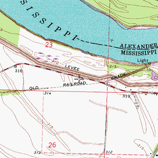 Topographic Map of Bird Mill School (historical), MO