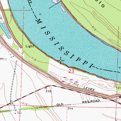 Topographic Map of Greenfield Bend Revetment (historical), MO