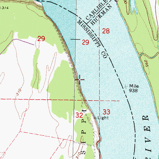 Topographic Map of Belmont Revetment (historical), MO