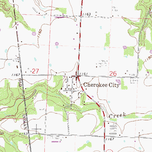 Topographic Map of Cherokee City Baptist Church (historical), AR