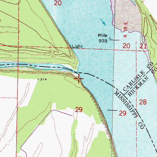 Topographic Map of McFadden Landing, MO