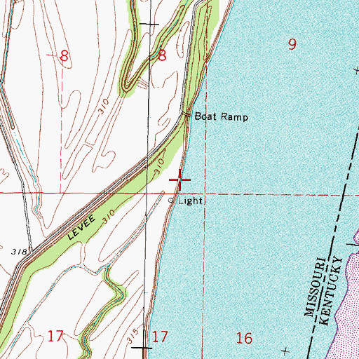 Topographic Map of Pritchard Revetment, MO