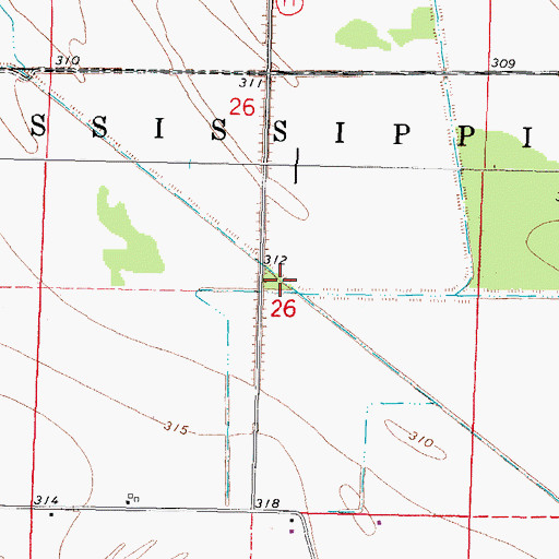 Topographic Map of Glory Bayou, MO