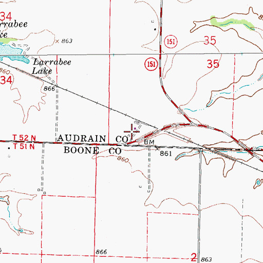 Topographic Map of Larrabee, MO