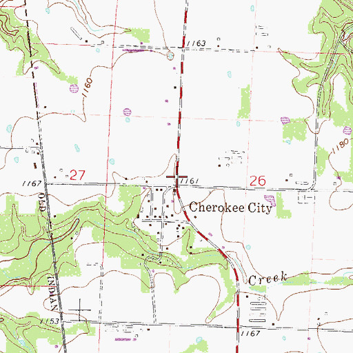 Topographic Map of Cherokee City School (historical), AR