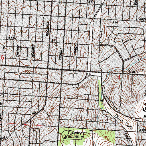 Topographic Map of The Landing Shopping Center, MO