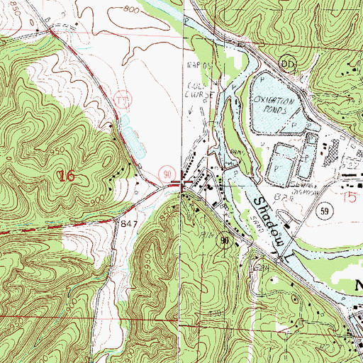 Topographic Map of Spring Valley, MO