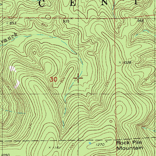 Topographic Map of Rockpile Mountain Wilderness, MO