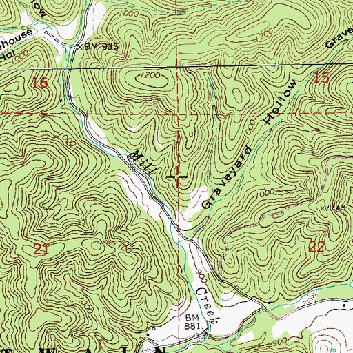 Topographic Map of Conway Cemetery, MO