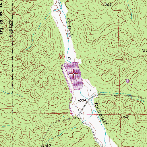 Topographic Map of Russell Elsey Lake, MO