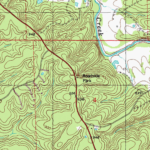 Topographic Map of Valley View Roadside Park, MO