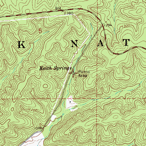 Topographic Map of Keith Springs Picnic Area, MO