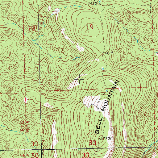 Topographic Map of Bell Mountain Wilderness, MO