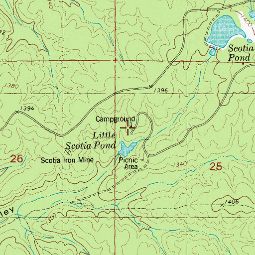 Topographic Map of Little Scotia Campground, MO
