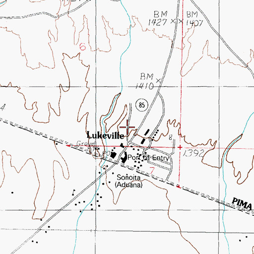 Topographic Map of Lukeville, AZ