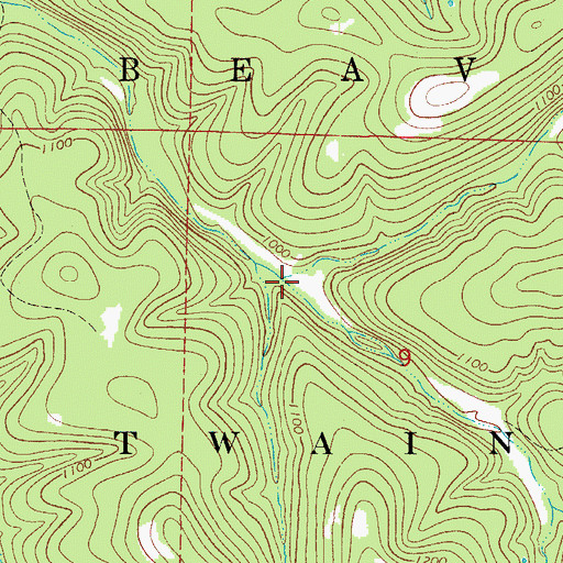 Topographic Map of Montgomery Hollow, MO