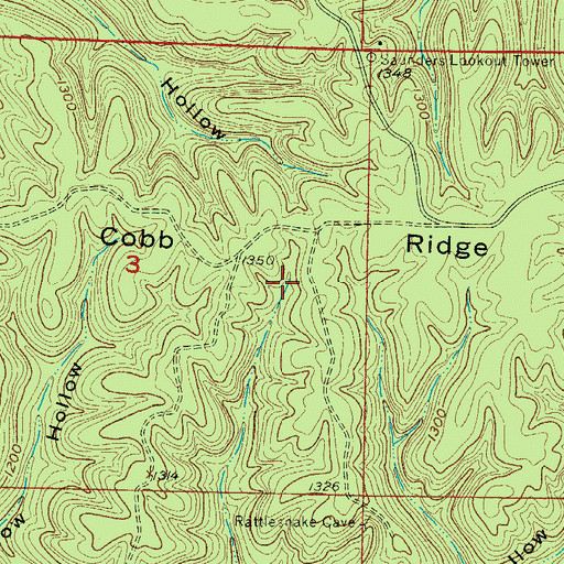 Topographic Map of Cobb Ridge, MO
