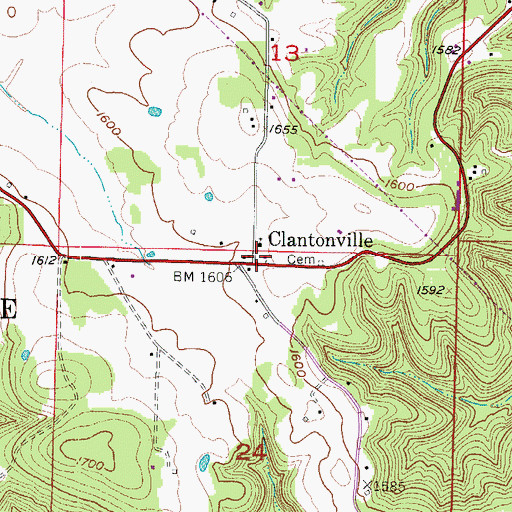 Topographic Map of Clantonville School (historical), AR