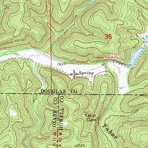 Topographic Map of Tabor Spring, MO