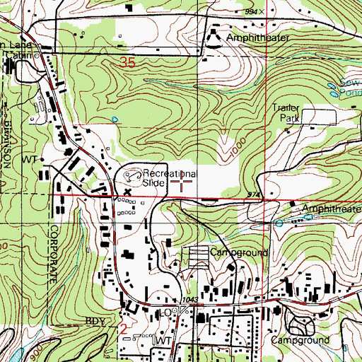 Topographic Map of Branson Memorial Airport (historical), MO