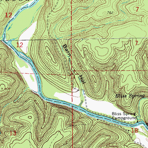Topographic Map of Barn Hollow Float Camp, MO