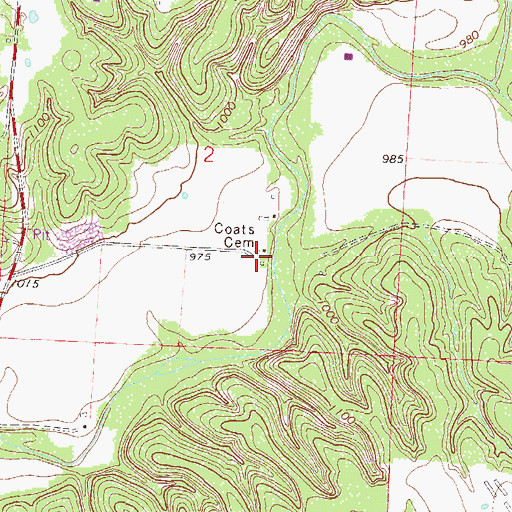 Topographic Map of Coats School (historical), AR