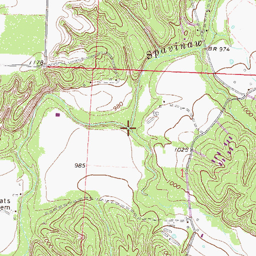 Topographic Map of Columbia Hollow Creek, AR