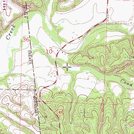 Topographic Map of Coon Hollow, AR