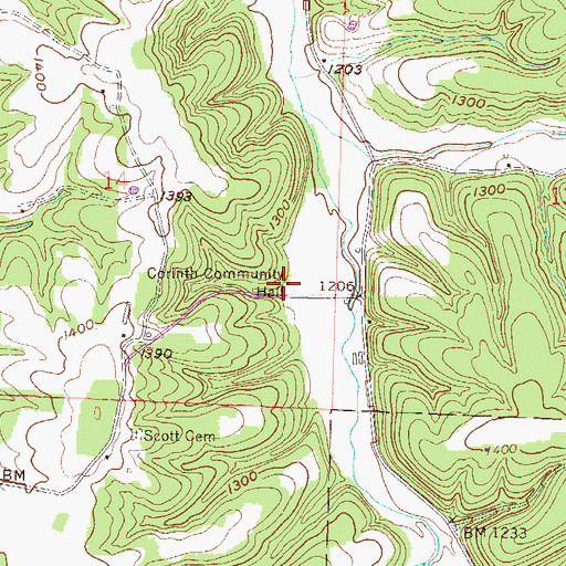 Topographic Map of Corinth School (historical), AR