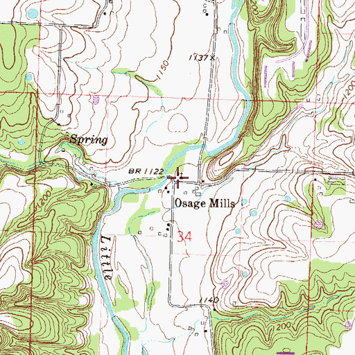 Topographic Map of Council Grove Methodist Church, AR