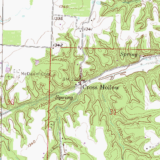 Topographic Map of Cross Hollows Camp (historical), AR