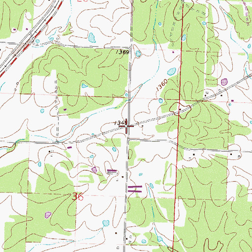 Topographic Map of Cross Roads (historical), AR