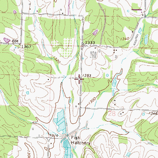 Topographic Map of Crown School (historical), AR