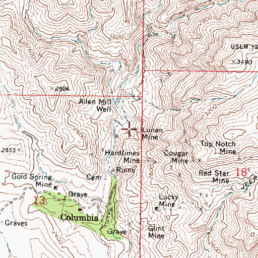Topographic Map of Lunan Mine, AZ