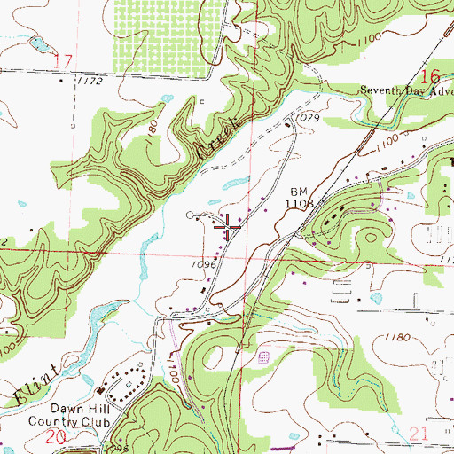 Topographic Map of Dawn Hill, AR