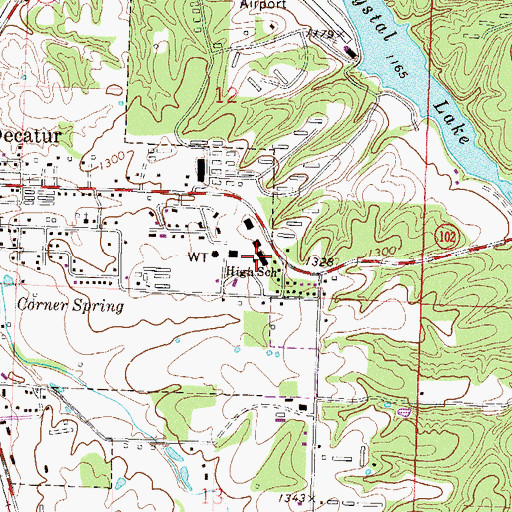 Topographic Map of Decatur High School, AR